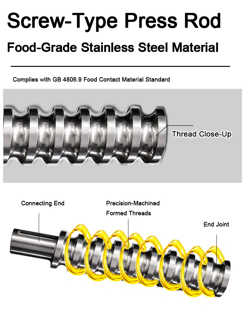 SC30 food-grade stainless steel press chamber with clog-resistant oil outlet slots (GB 4806.9)