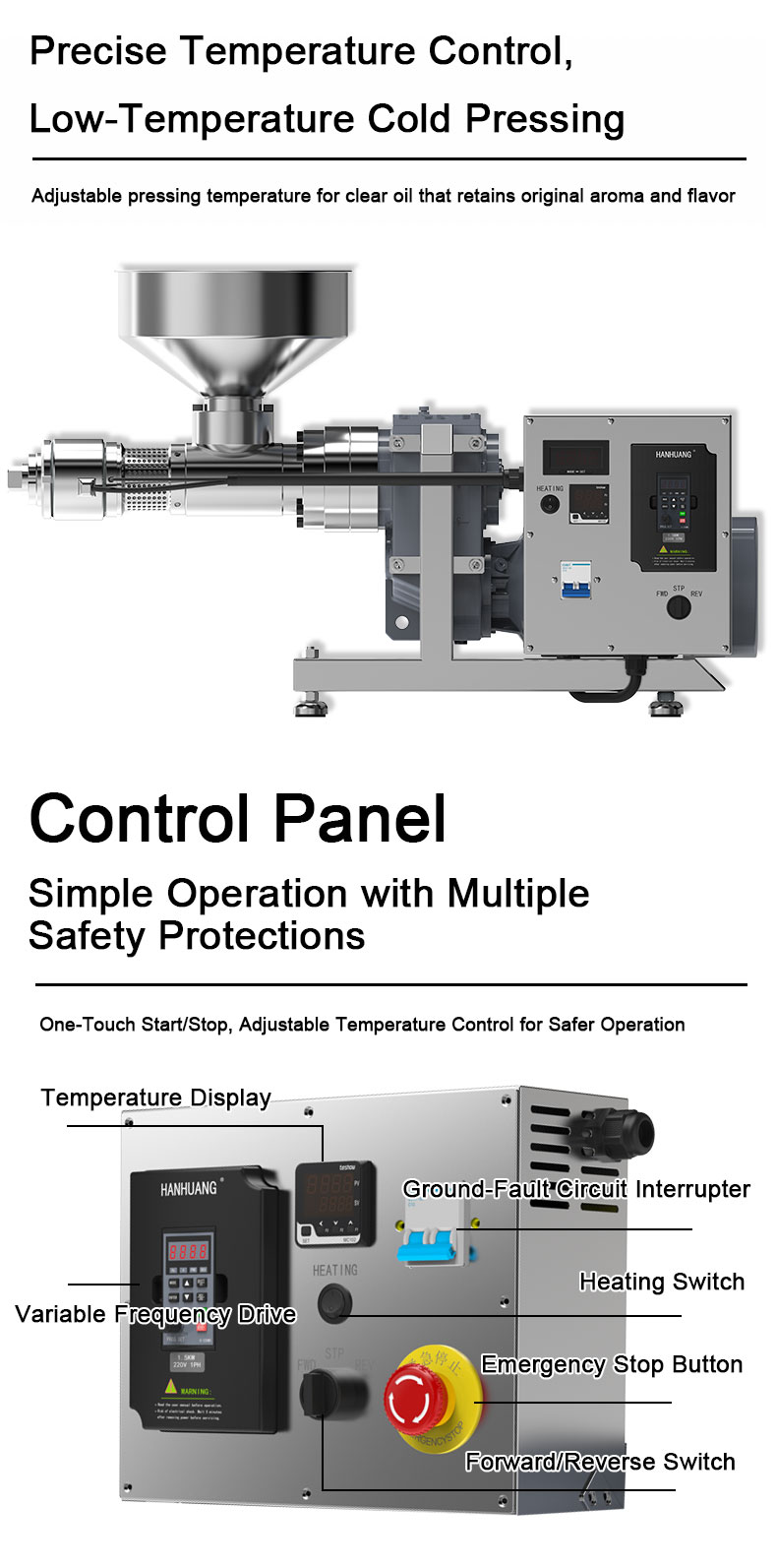 SC30 six interchangeable nozzles (6-16 mm) controlling cake thickness for higher oil yield